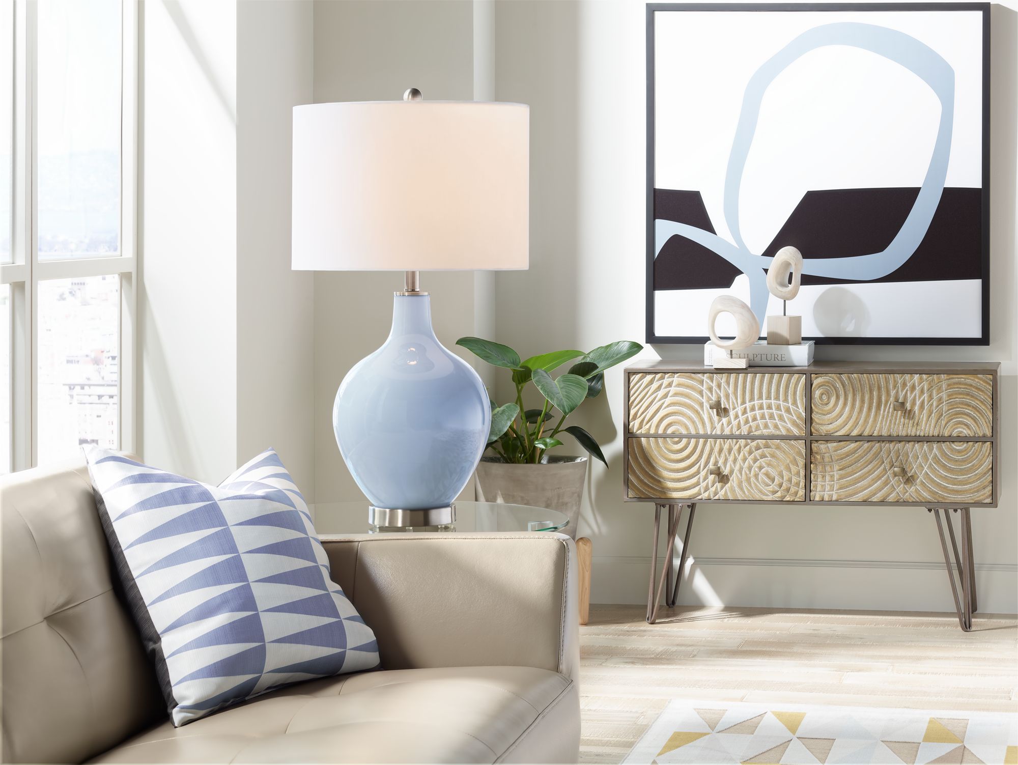 Image 3 Color Plus Ovo 28 1/2" High Blue Sky Glass Table Lamp more views