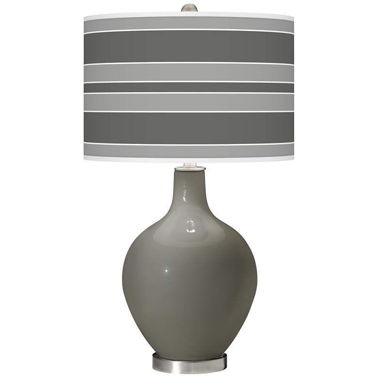 Image 1 Color Plus Ovo 28 1/2" High Bold Stripe Shade Gauntlet Gray Table Lamp