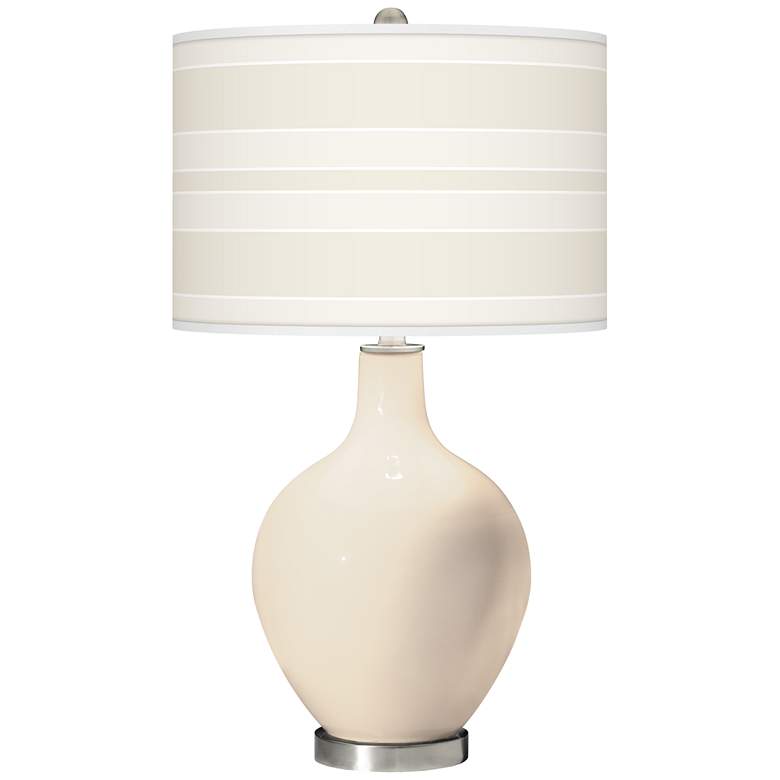 Image 1 Color Plus Ovo 28 1/2" High Bold Stripe Steamed Milk White Table Lamp