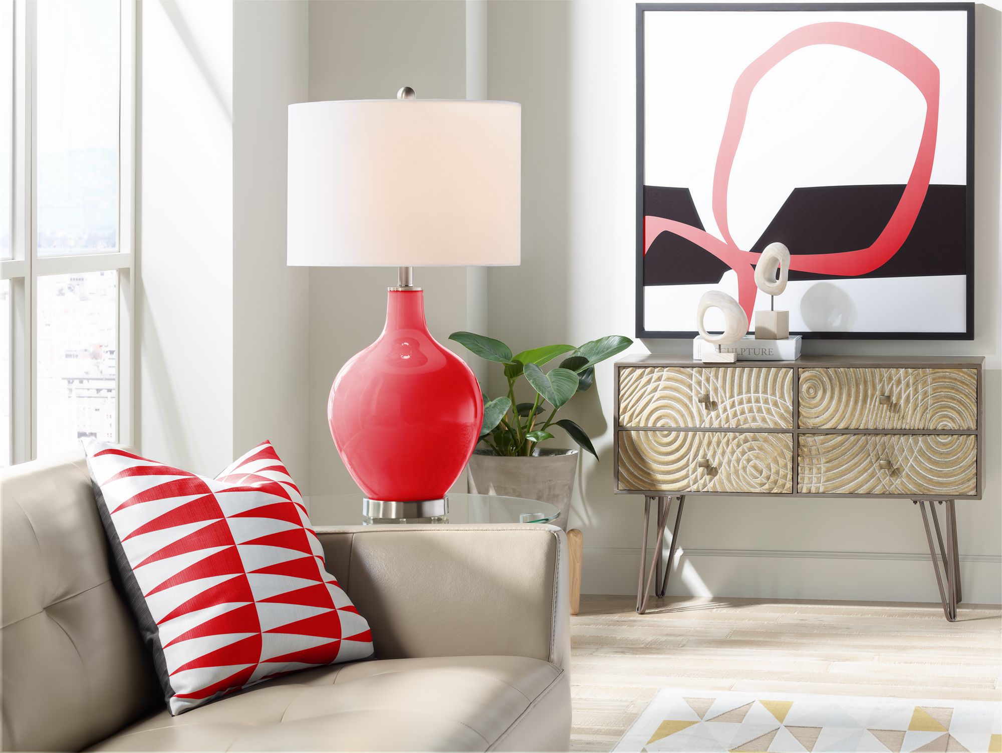 Image 3 Color Plus Ovo 28 1/2" High Bright Red Table Lamp more views