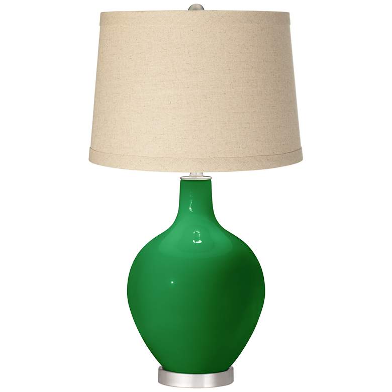 Image 1 Color Plus Ovo 28 1/2" High Burlap Shade Envy Green Table Lamp