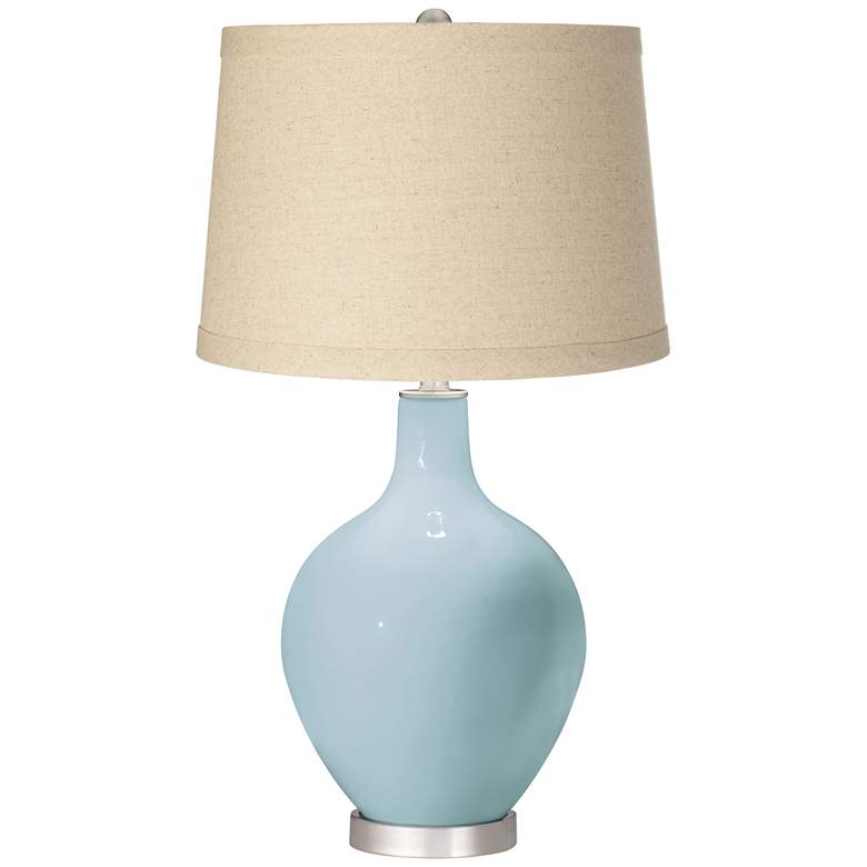 Image 1 Color Plus Ovo 28 1/2" High Burlap Shade Vast Sky Blue Table Lamp