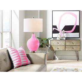 Image3 of Color Plus Ovo 28 1/2" High Candy Pink Glass Table Lamp more views