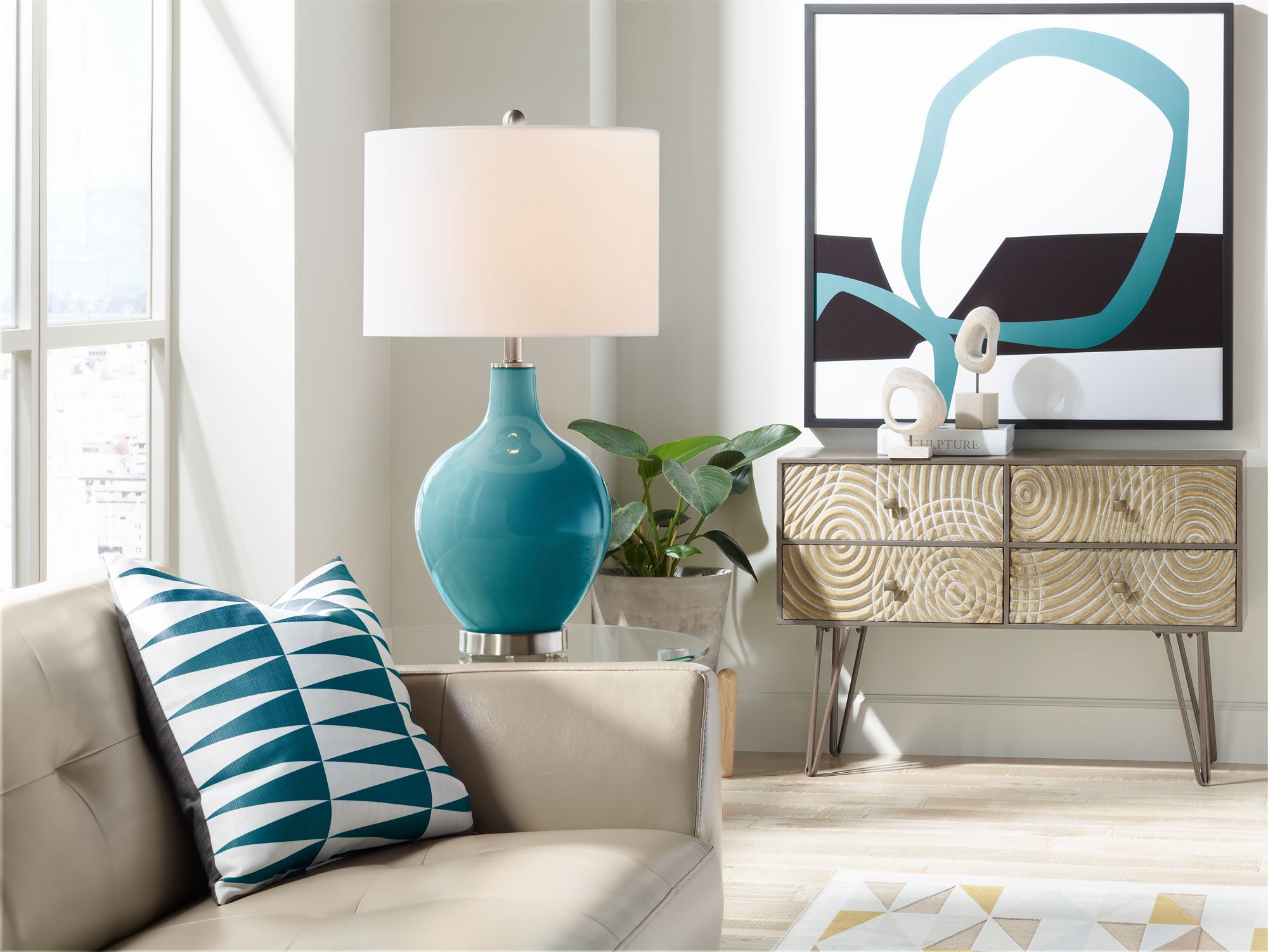 Image 4 Color Plus Ovo 28 1/2" High Caribbean Sea Blue Table Lamp more views