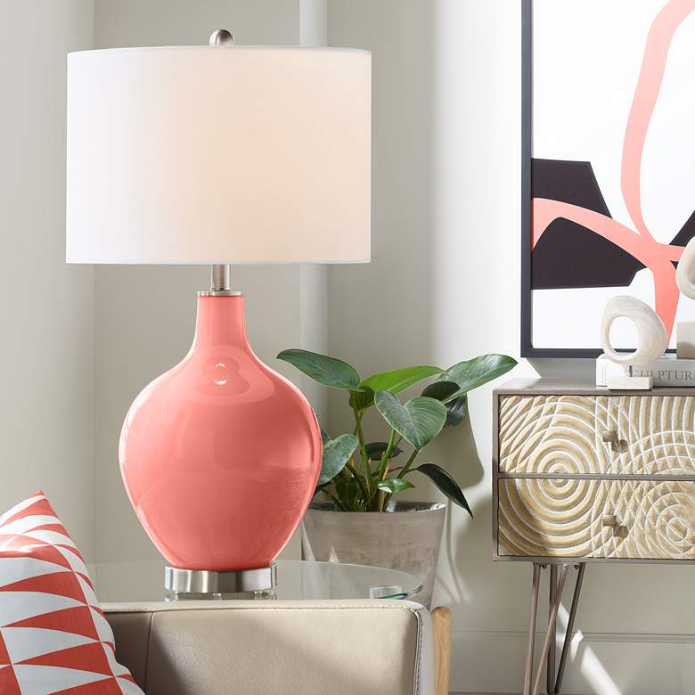 Image 1 Color Plus Ovo 28 1/2" High Coral Reef Pink Glass Table Lamp