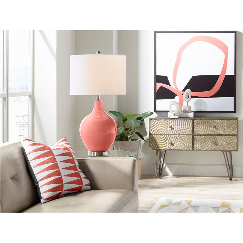 Image 3 Color Plus Ovo 28 1/2" High Coral Reef Pink Glass Table Lamp more views