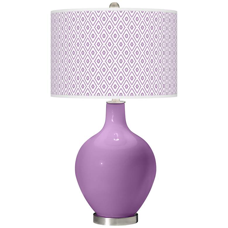 Image 1 Color Plus Ovo 28 1/2" High Diamonds Shade African Violet Table Lamp