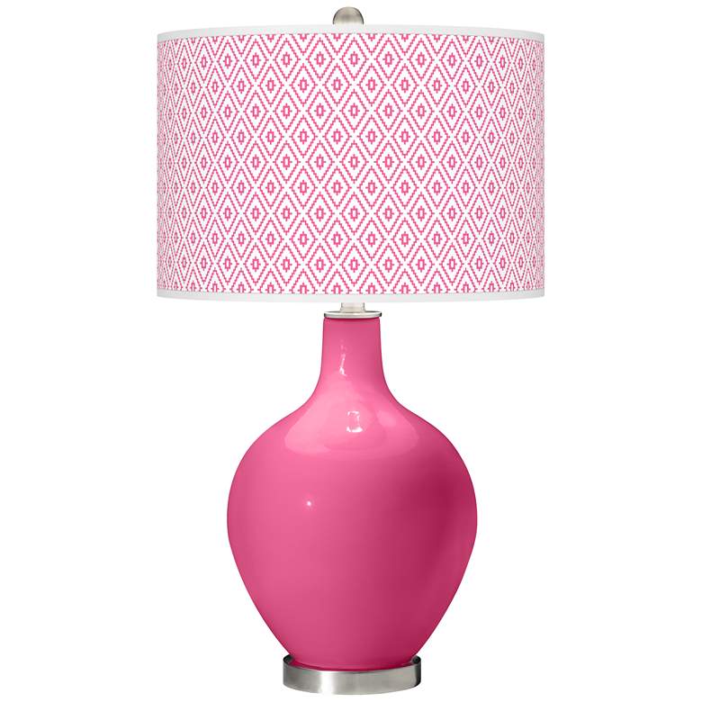 Image 1 Color Plus Ovo 28 1/2" High Diamonds Shade Blossom Pink Table Lamp
