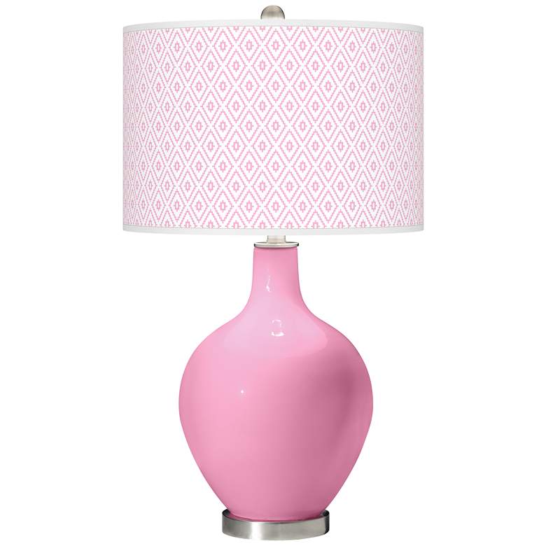 Image 1 Color Plus Ovo 28 1/2" High Diamonds Shade Candy Pink Table Lamp