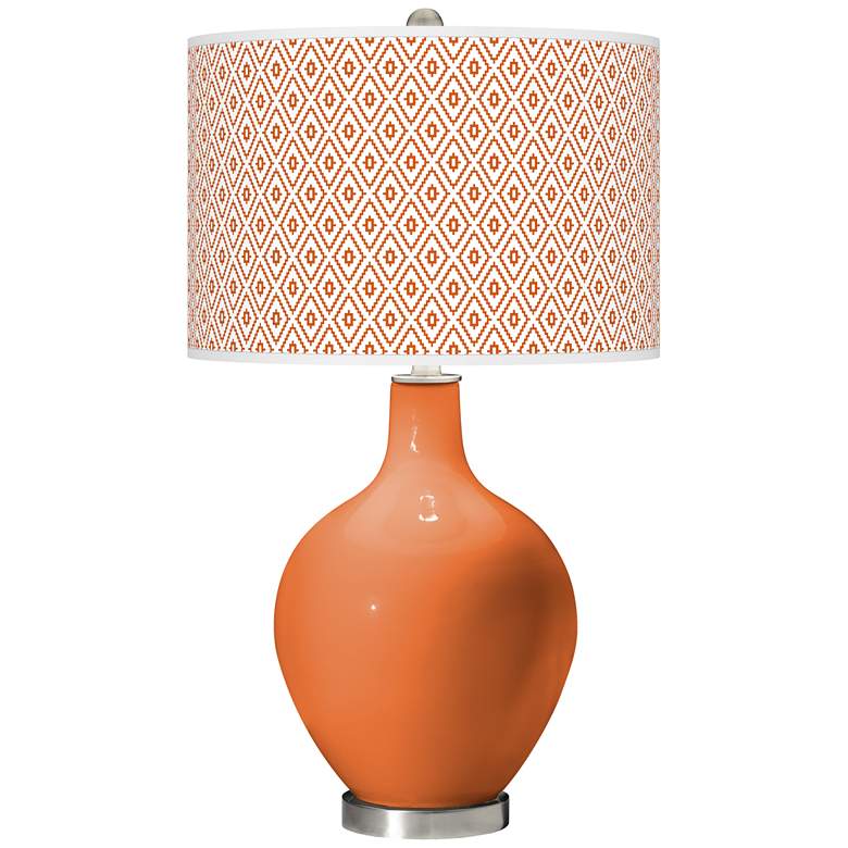 Image 1 Color Plus Ovo 28 1/2" High Diamonds Shade Celosia Orange Table Lamp