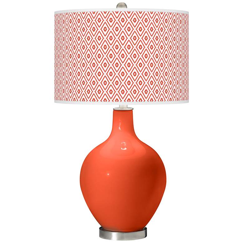 Image 1 Color Plus Ovo 28 1/2" High Diamonds Shade Daredevil Orange Table Lamp