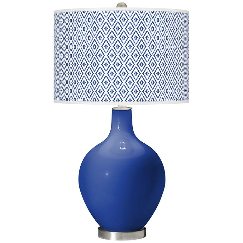 Image 1 Color Plus Ovo 28 1/2" High Diamonds Shade Dazzling Blue Table Lamp