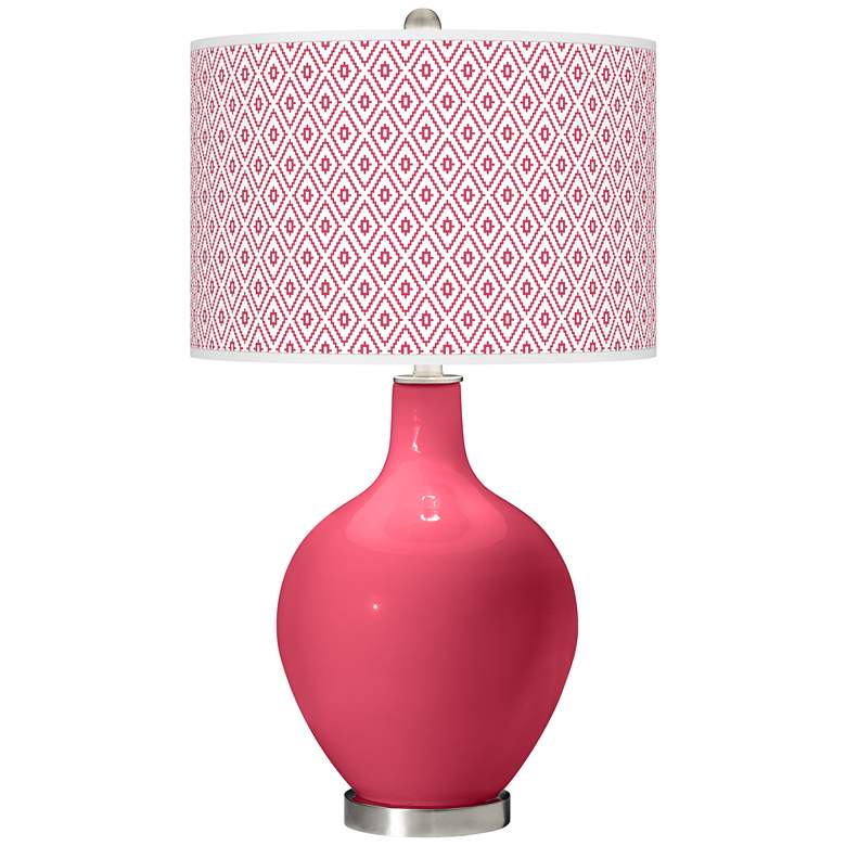Image 1 Color Plus Ovo 28 1/2" High Diamonds Shade Eros Pink Table Lamp