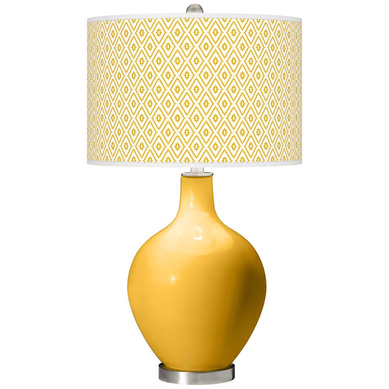 Image 1 Color Plus Ovo 28 1/2" High Diamonds Shade Goldenrod Yellow Table Lamp