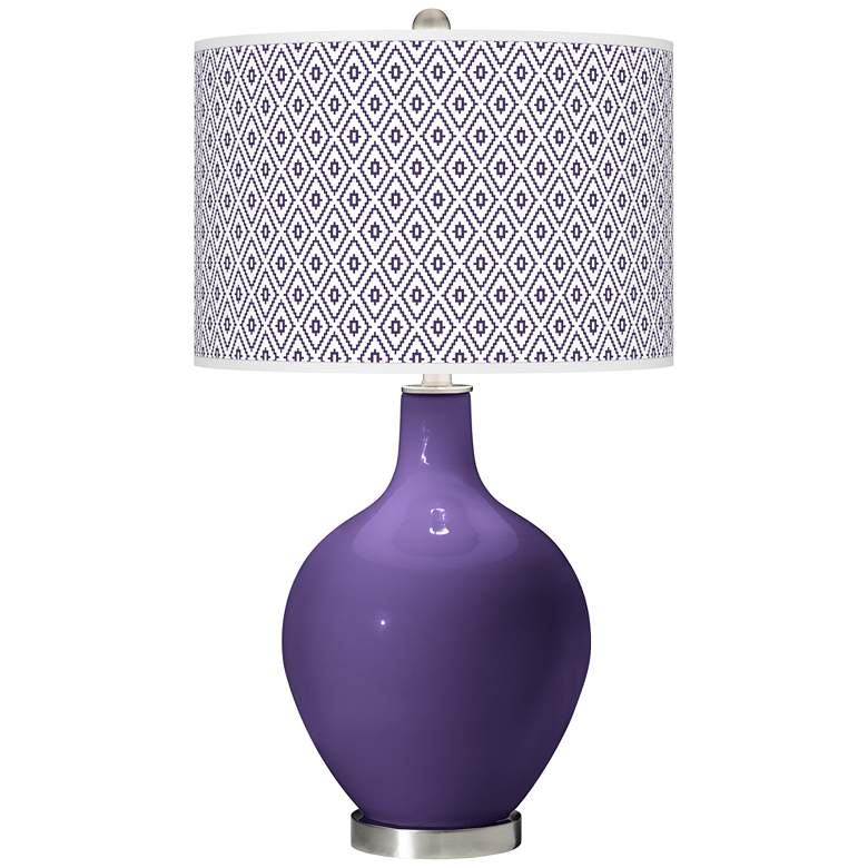 Image 1 Color Plus Ovo 28 1/2" High Diamonds Shade Izmir Purple Table Lamp