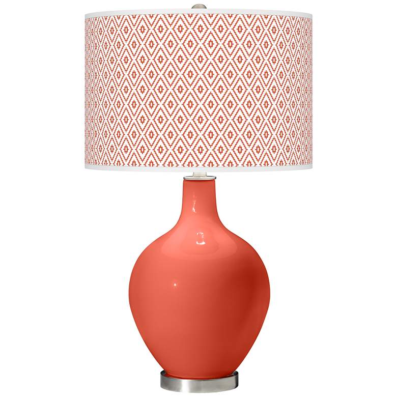 Image 1 Color Plus Ovo 28 1/2" High Diamonds Shade Koi Orange Table Lamp