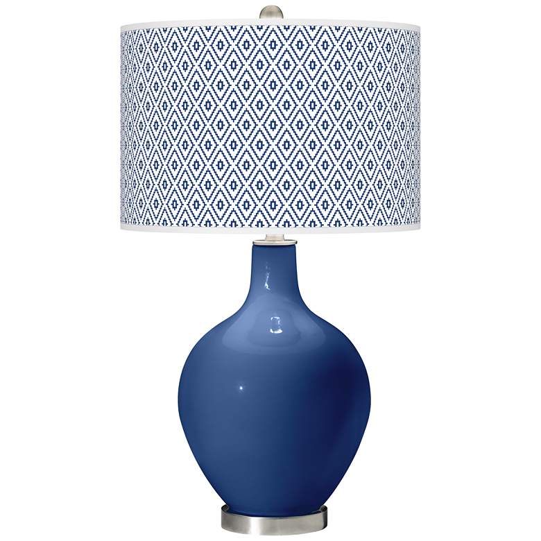 Image 1 Color Plus Ovo 28 1/2" High Diamonds Shade Monaco Blue Table Lamp