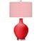 Color Plus Ovo 28 1/2" High Diamonds Shade Poppy Red Table Lamp