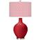 Color Plus Ovo 28 1/2" High Diamonds Shade Ribbon Red Table Lamp