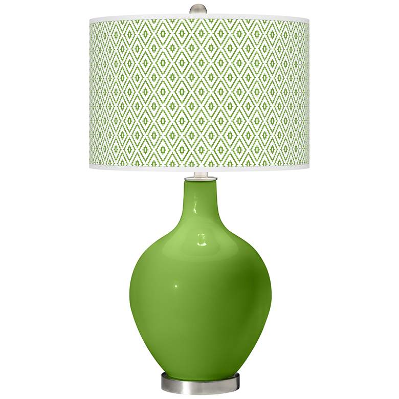 Image 1 Color Plus Ovo 28 1/2" High Diamonds Shade Rosemary Green Table Lamp