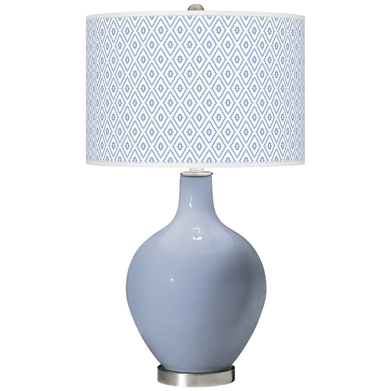 Image 1 Color Plus Ovo 28 1/2" High Diamonds Shade Sky Blue Table Lamp