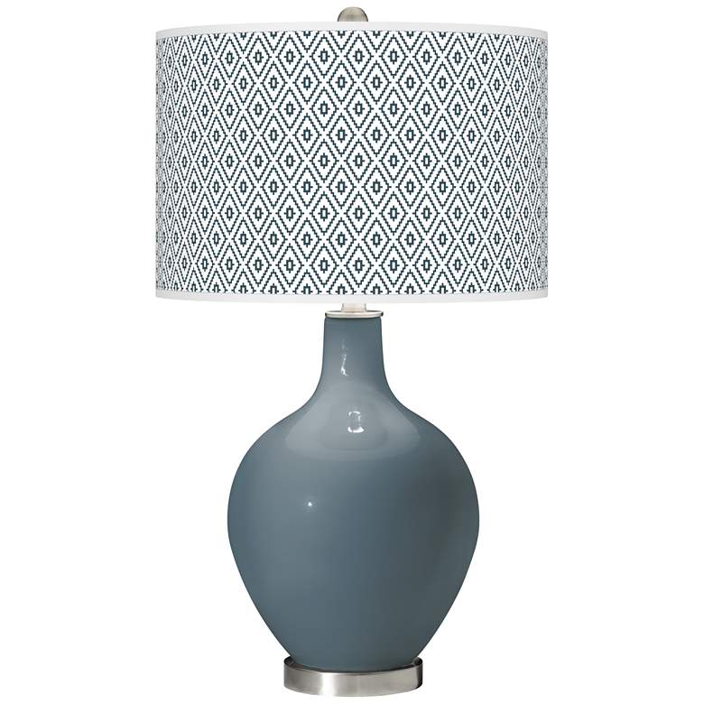Image 1 Color Plus Ovo 28 1/2" High Diamonds Shade Smoky Blue Table Lamp