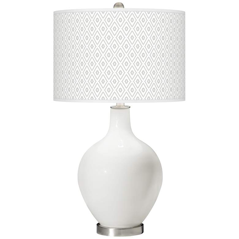 Image 1 Color Plus Ovo 28 1/2" High Diamonds Shade Winter White Table Lamp