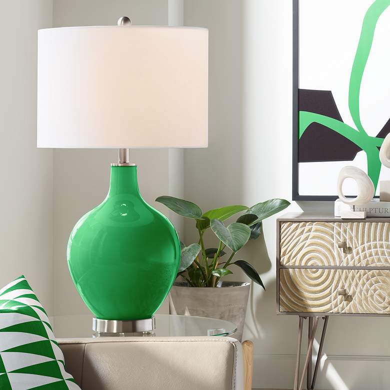 Image 1 Color Plus Ovo 28 1/2" High Envy Green Glass Table Lamp