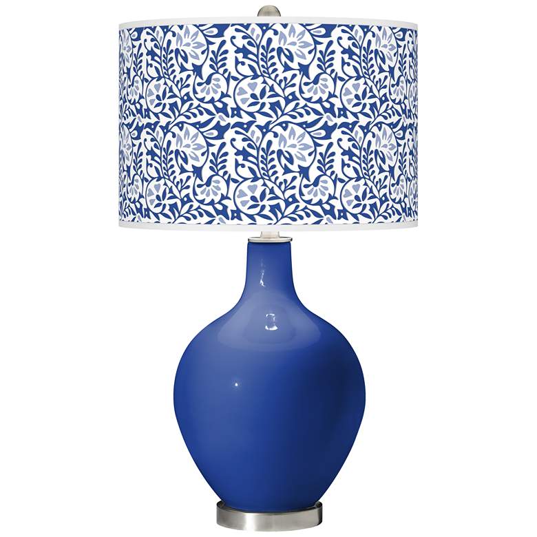 Image 1 Color Plus Ovo 28 1/2" High Gardenia Shade Dazzling Blue Table Lamp