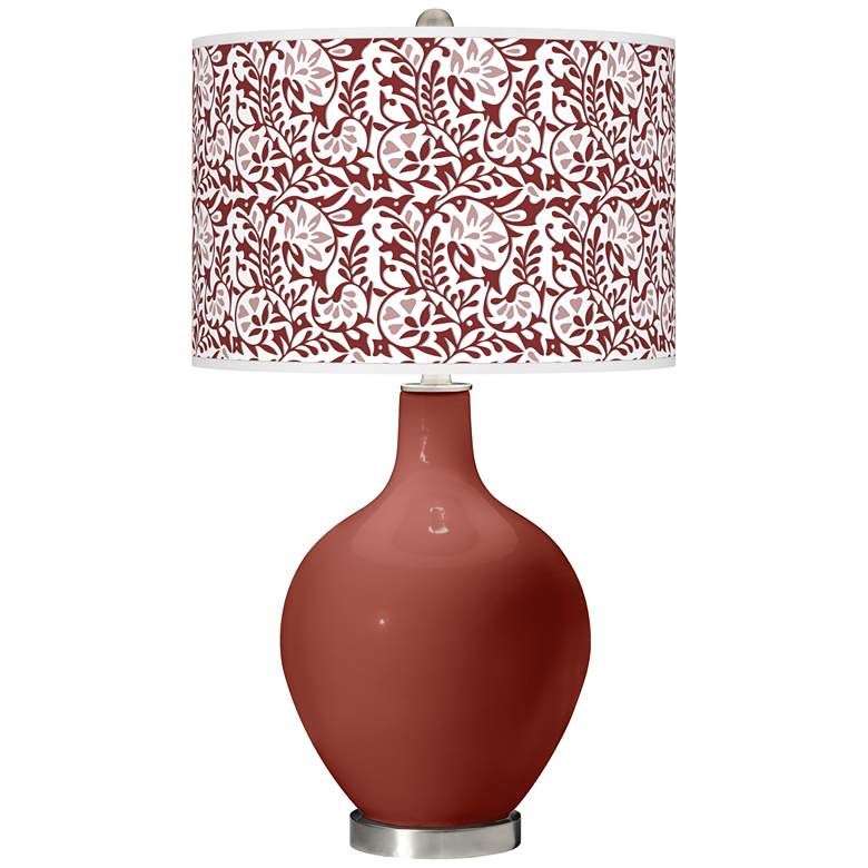 Image 1 Color Plus Ovo 28 1/2" High Gardenia Shade Madeira Red Table Lamp