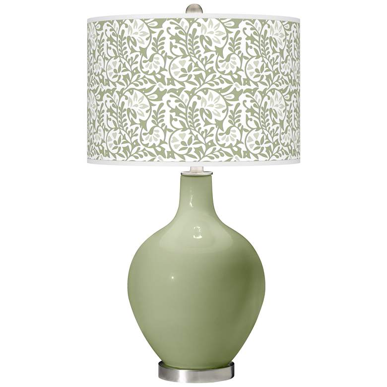 Image 1 Color Plus Ovo 28 1/2" High Gardenia Shade Majolica Green Table Lamp