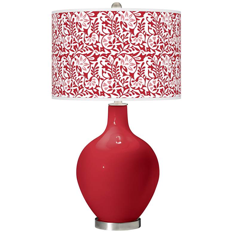 Image 1 Color Plus Ovo 28 1/2" High Gardenia Shade Ribbon Red Table Lamp
