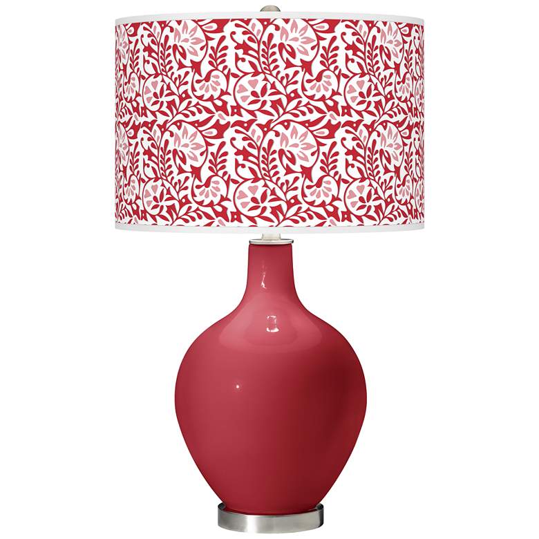 Image 1 Color Plus Ovo 28 1/2" High Gardenia Shade Samba Red Table Lamp