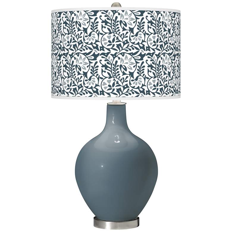 Image 1 Color Plus Ovo 28 1/2" High Gardenia Shade Smoky Blue Table Lamp