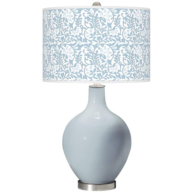 Image 1 Color Plus Ovo 28 1/2" High Gardenia Shade Take Five Blue Table Lamp