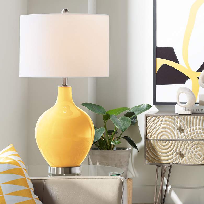 Image 1 Color Plus Ovo 28 1/2" High Goldenrod Yellow Glass Table Lamp