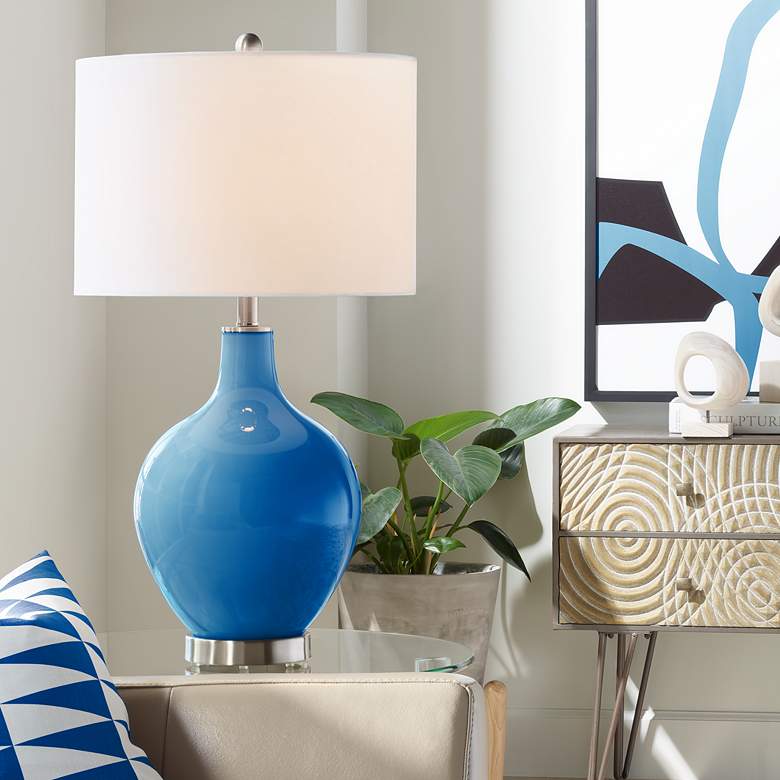 Image 1 Color Plus Ovo 28 1/2" High Hyper Blue Table Lamp