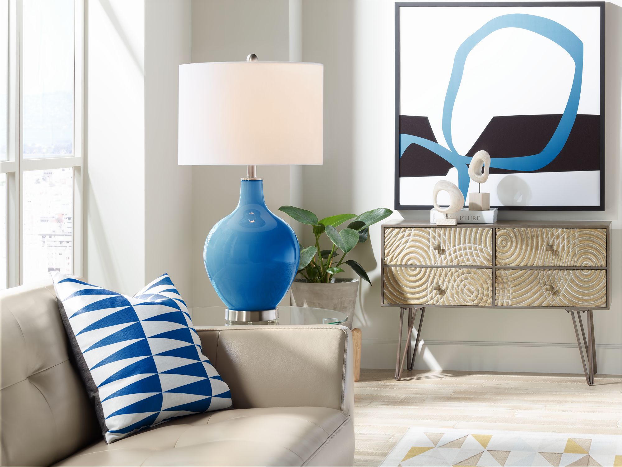 Image 3 Color Plus Ovo 28 1/2" High Hyper Blue Table Lamp more views