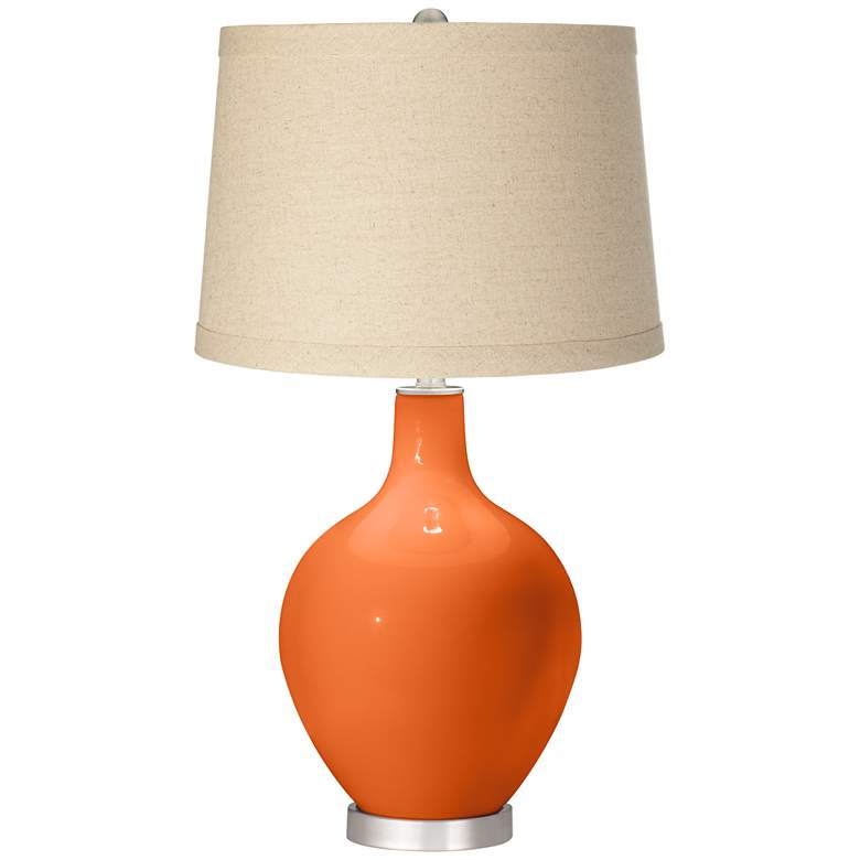 Image 1 Color Plus Ovo 28 1/2" High Invigorate Orange Burlap Shade Table Lamp