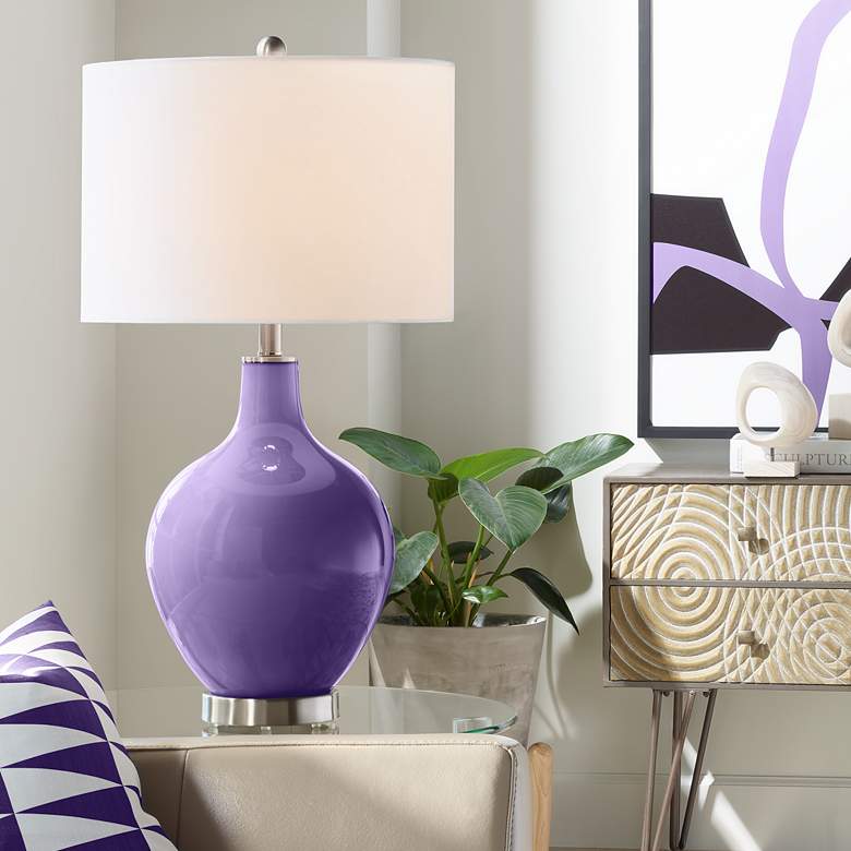 Image 1 Color Plus Ovo 28 1/2" High Izmir Purple Glass Table Lamp