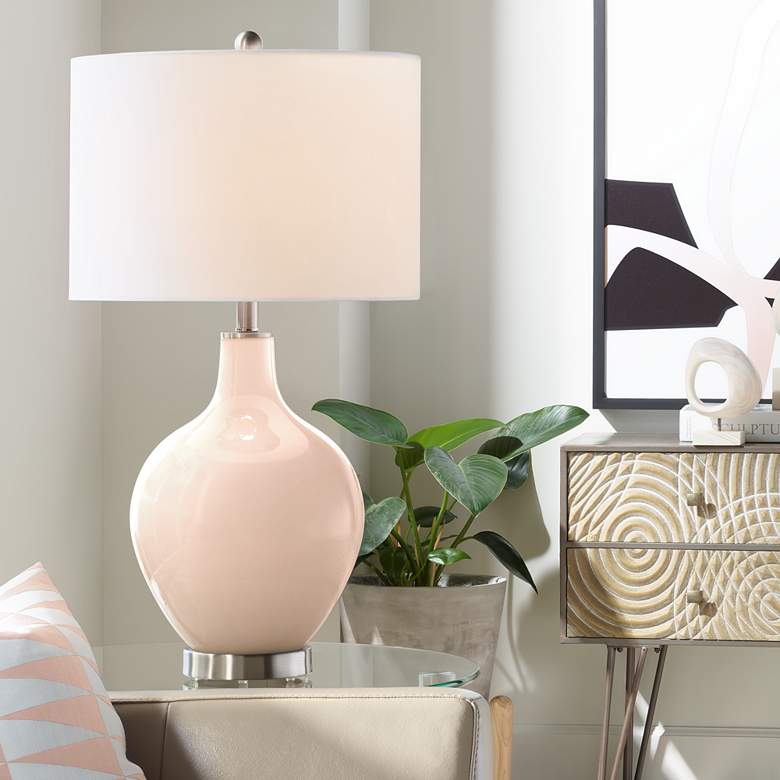 Image 1 Color Plus Ovo 28 1/2" High Linen Pink Table Lamp