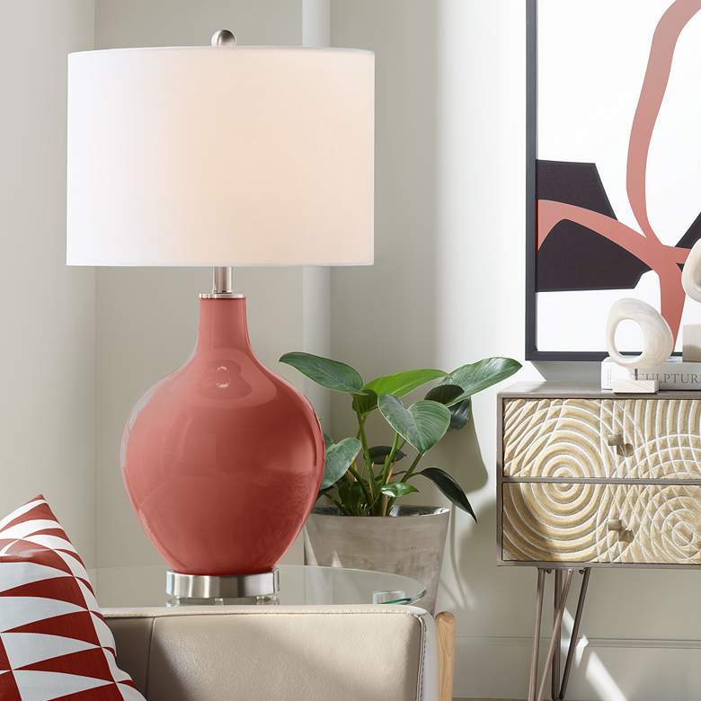 Image 1 Color Plus Ovo 28 1/2" High Madeira Red Table Lamp