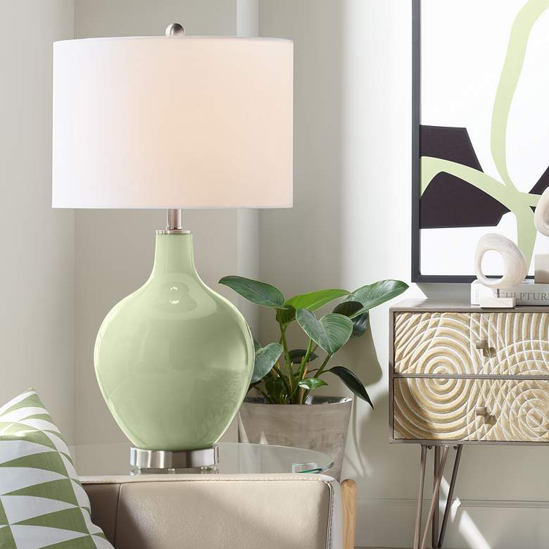 Image 1 Color Plus Ovo 28 1/2" High Majolica Green Glass Table Lamp