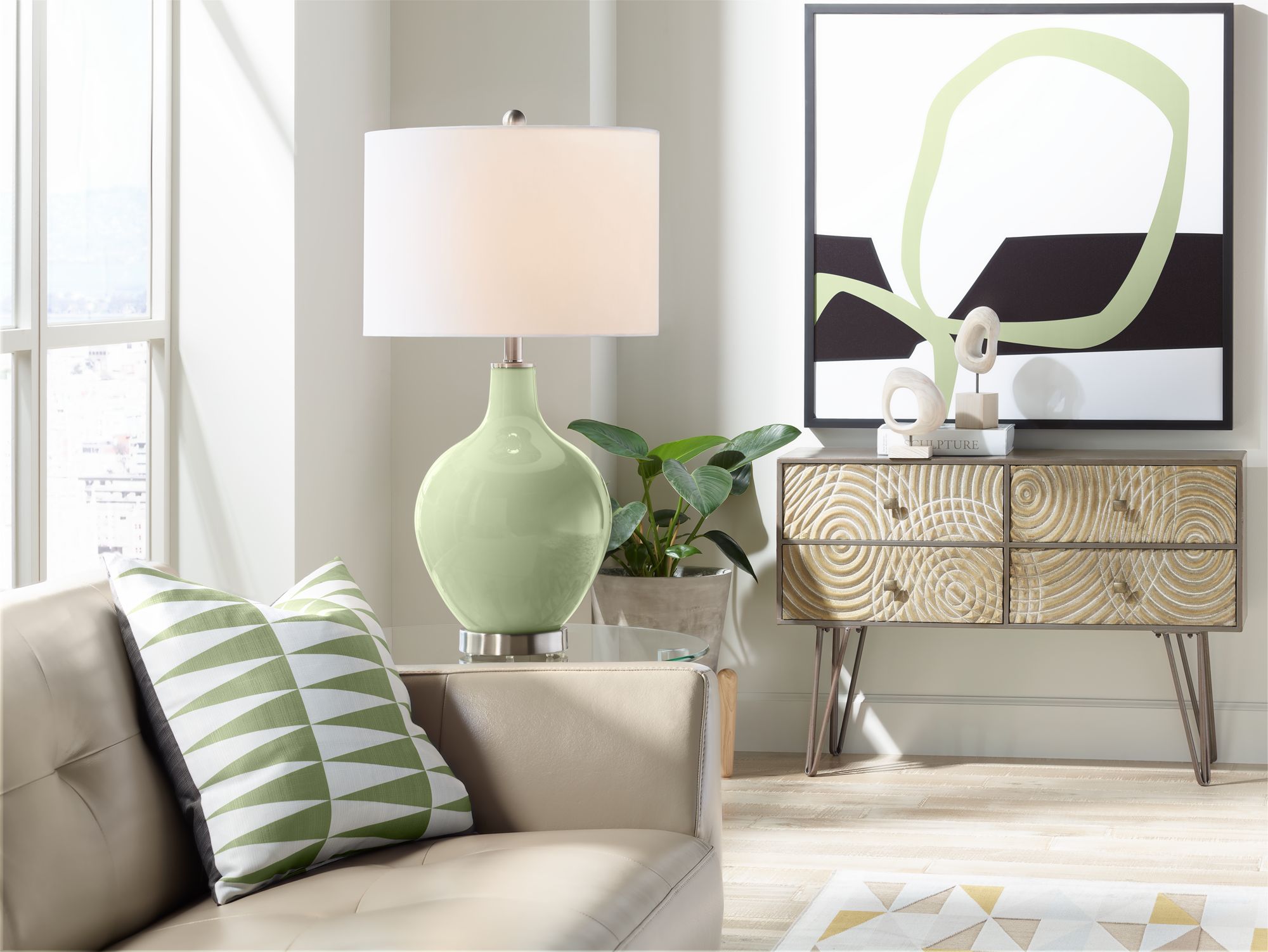 Image 3 Color Plus Ovo 28 1/2" High Majolica Green Glass Table Lamp more views