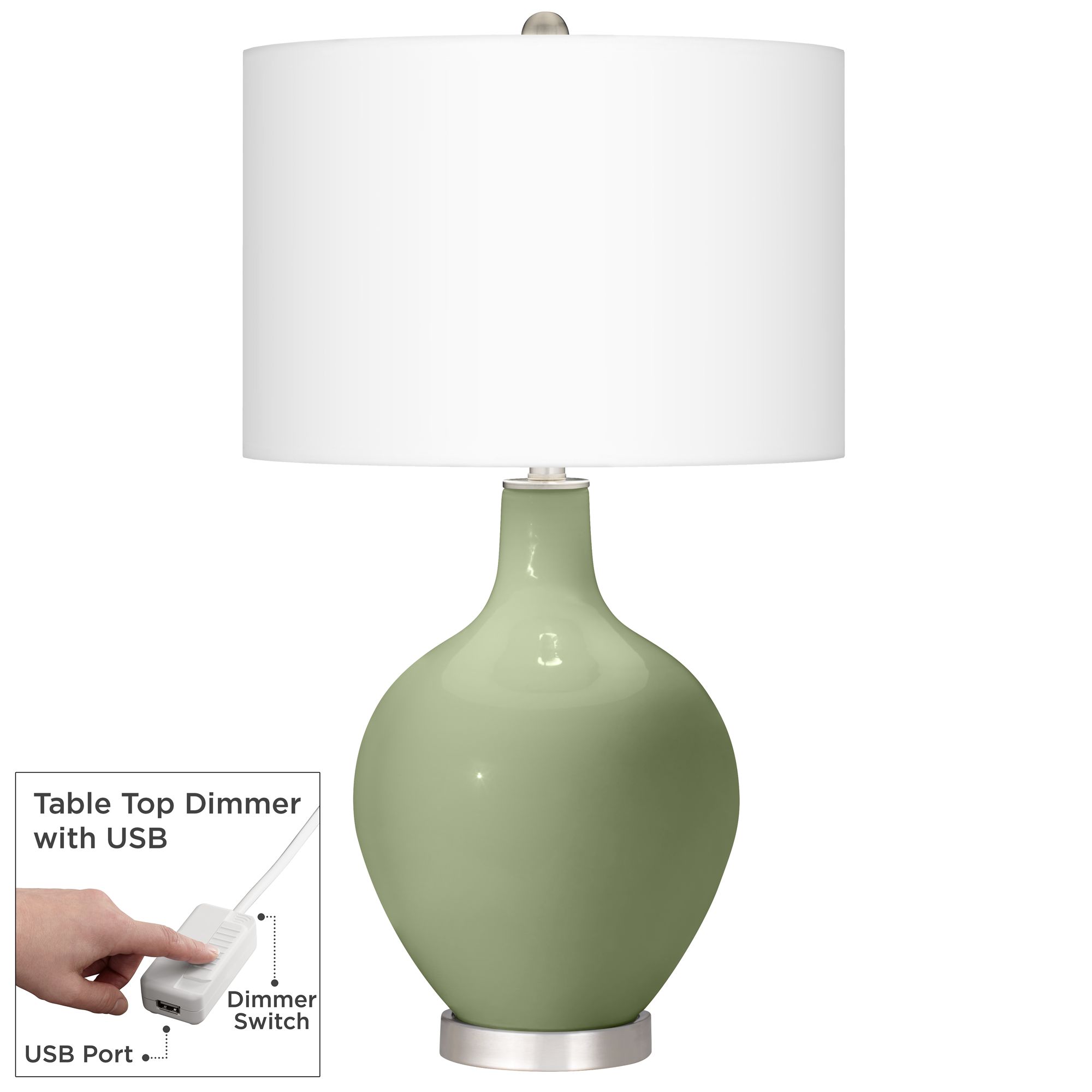 Image Color Plus Ovo 28 1/2" High Majolica Green Table Lamp with USB Dimmer