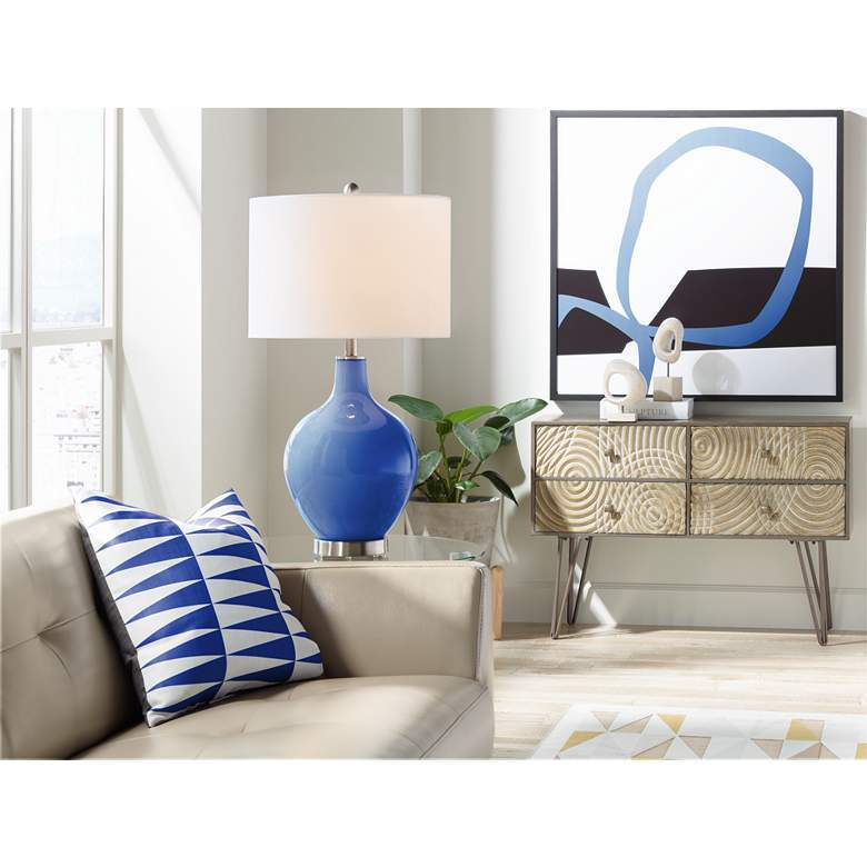 Image 3 Color Plus Ovo 28 1/2" High Modern Coastal Dazzling Blue Table Lamp more views