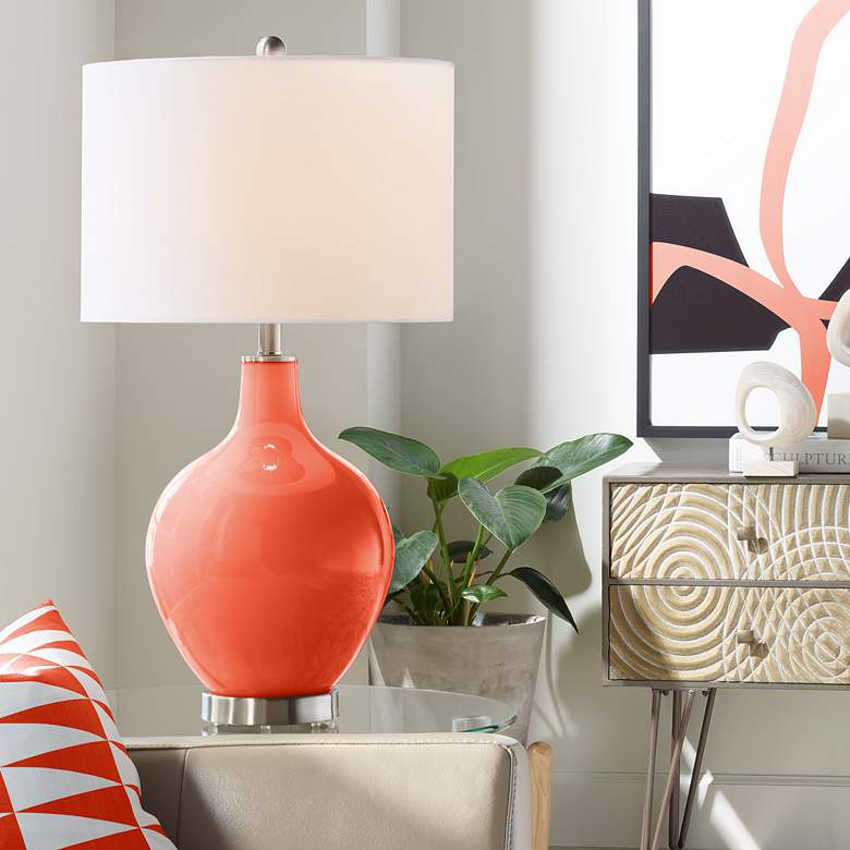 Image 1 Color Plus Ovo 28 1/2" High Modern Daredevil Orange Table Lamp