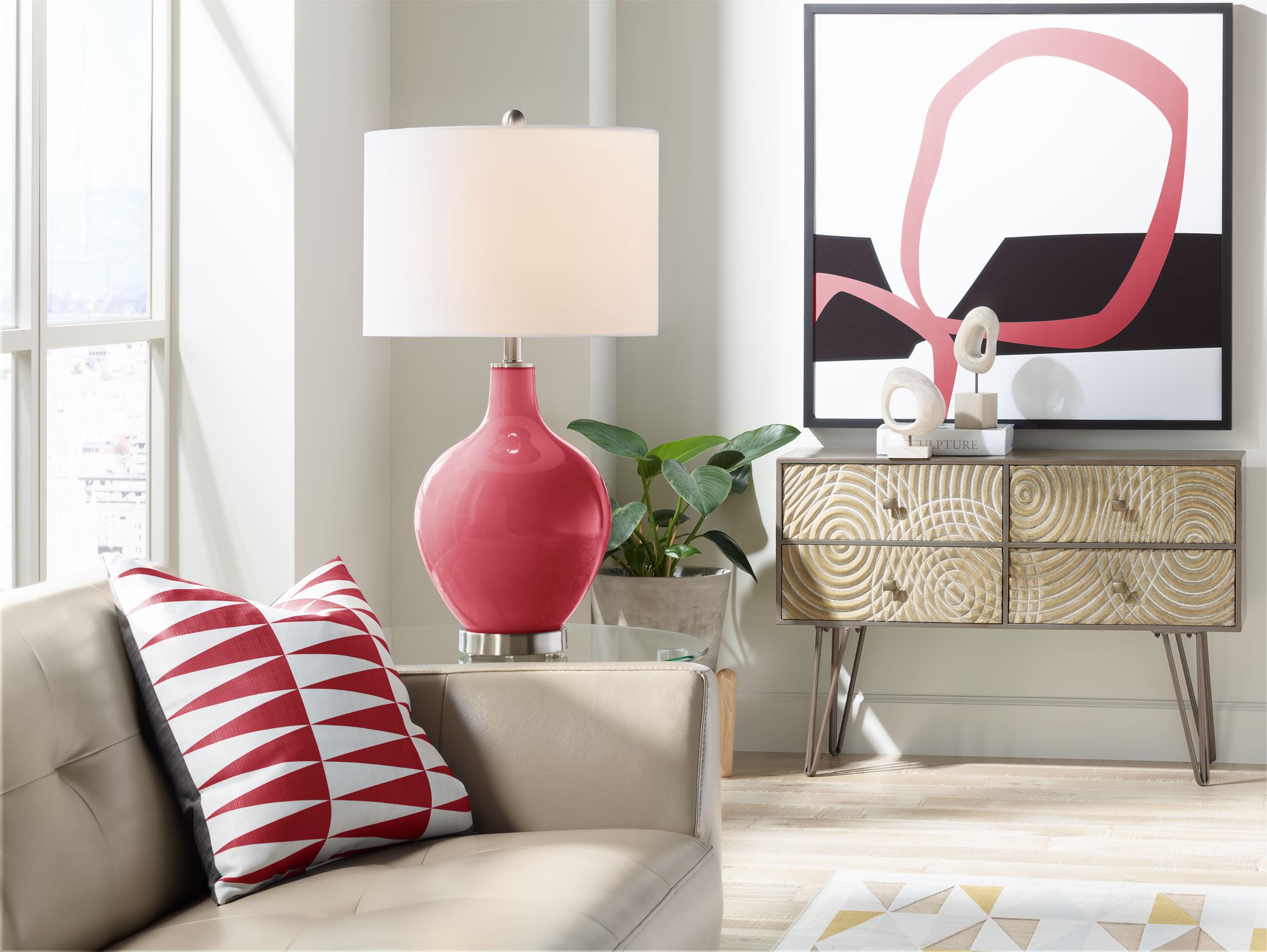 Image 3 Color Plus Ovo 28 1/2" High Modern Glass Samba Red Table Lamp more views