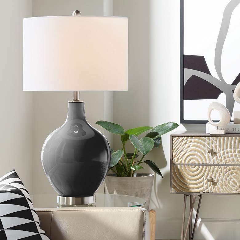 Image 1 Color Plus Ovo 28 1/2" High Modern Glass Tricorn Black Table Lamp