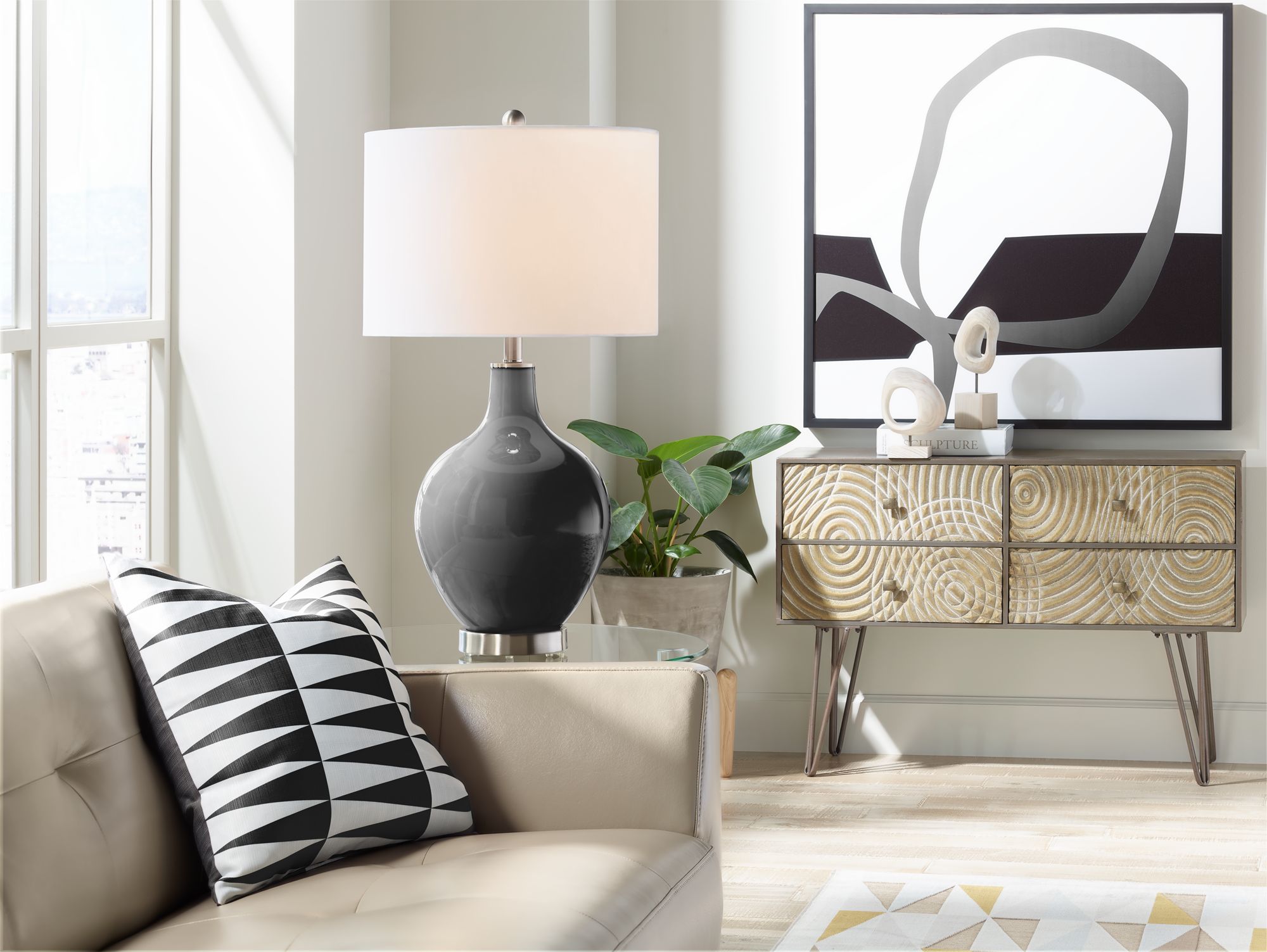 Image 3 Color Plus Ovo 28 1/2" High Modern Glass Tricorn Black Table Lamp more views